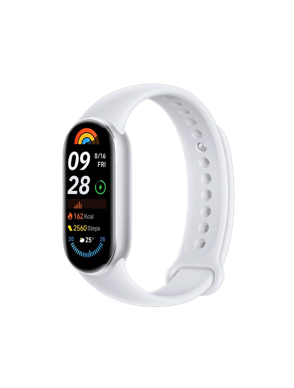 شاومى باند ذكي 9 - فضي بشاشة ساطعة وبطارية 21 يوم ووظائف صحية و150 وضع رياضي - Xiaomi Smart Band 9 Silver with AMOLED screen, 21-day battery & health tracking.