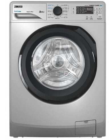 Zanussi Perlamax Washing Machine 7kg Front Loading 1200 Rpm - Silver - Black Door - Zwf7240sb5 - 9416