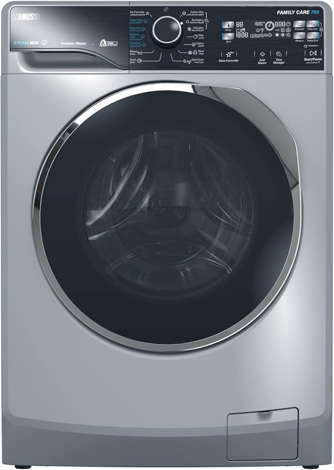 Zanussi Washing Machine, Steammax, 8 KG, Silver - ZWF8221SL7