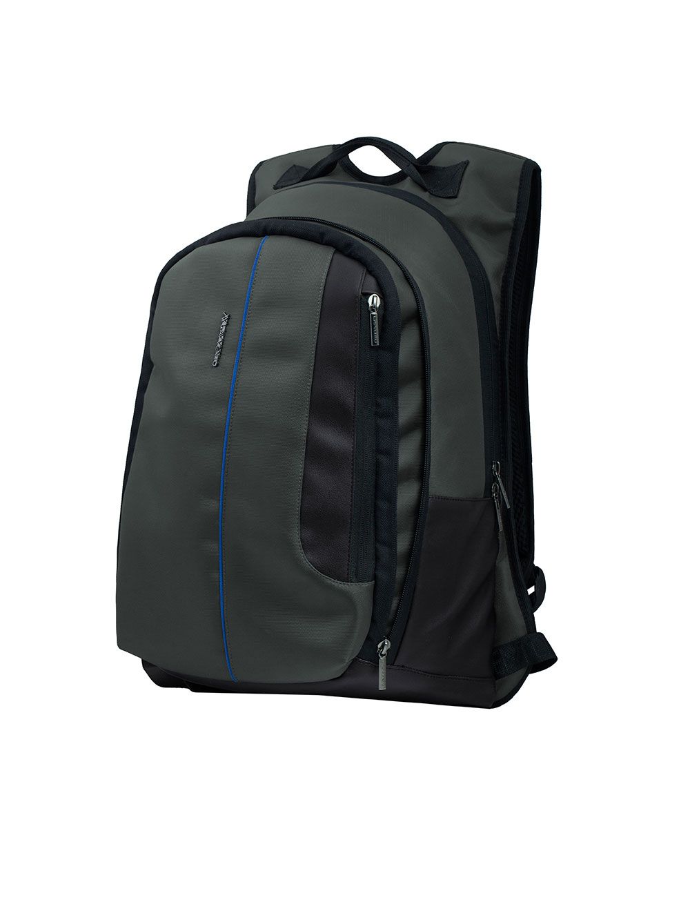 L'avvento Laptop Backpack, Made by High Quality Polyester Foamed Material with L’avvento Zipper Puller fits up to 15.6", Grey with Blue Line