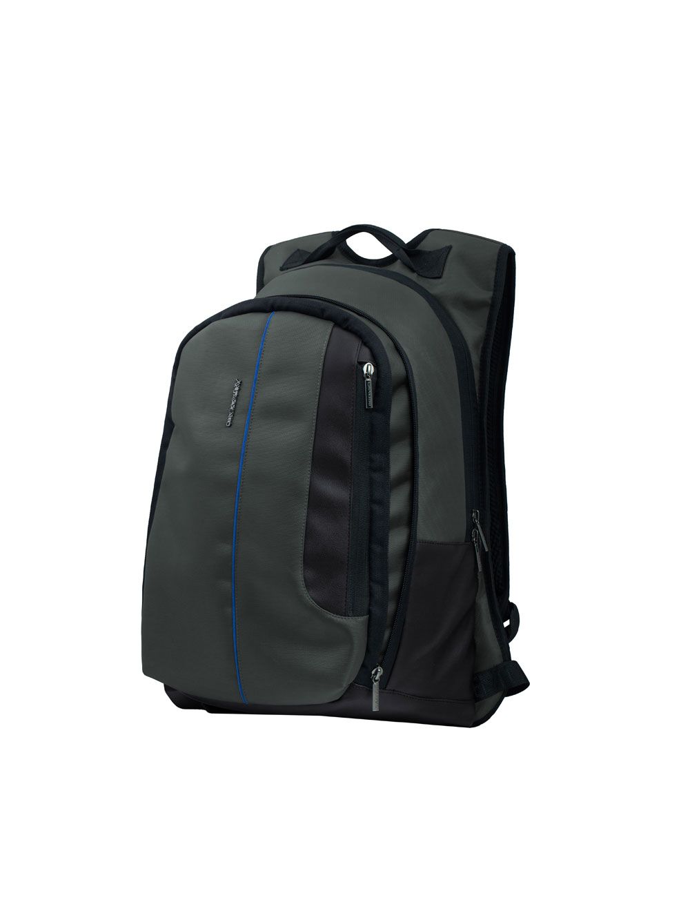 L'avvento Laptop Backpack, Made by High Quality Polyester Foamed Material with L’avvento Zipper Puller fits up to 15.6", Grey with Blue Line