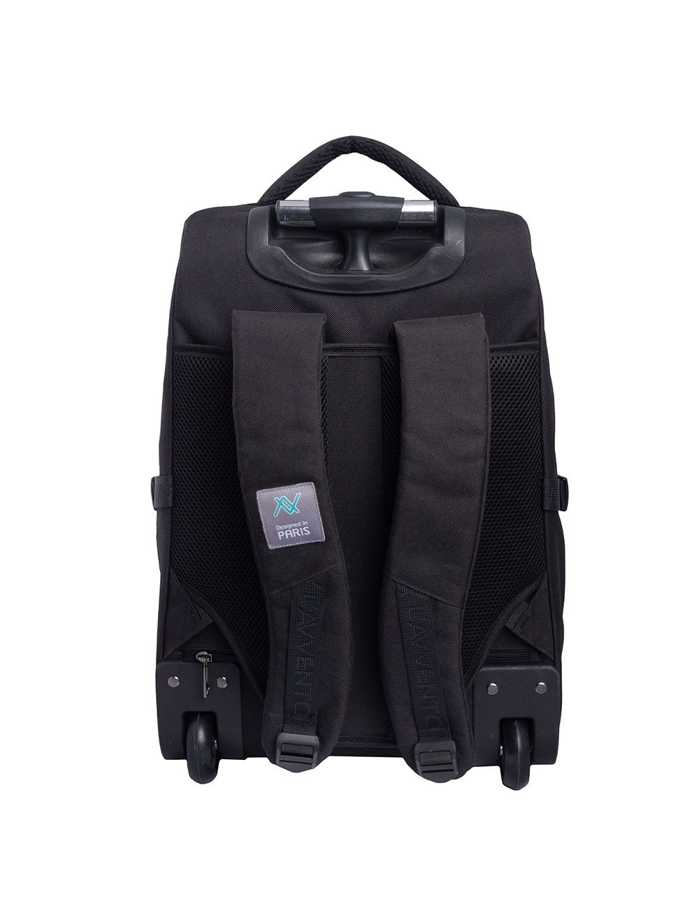 L'avvento Laptop Trolley Backpack Bag Up to 15.6" Laptop , Nylon and PU Material with Multi Pockets and Wheel Cover, And Strasp holder - Black