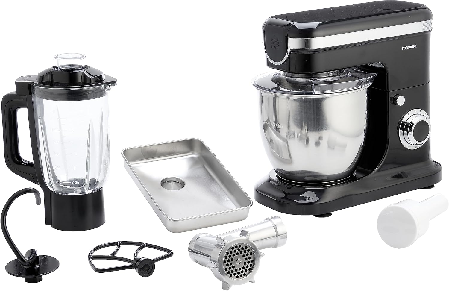 TORNADO Kitchen Machine 1200 Watt With 6 Liter Stainless Steel Bowl In Black Color TSM-1200PM