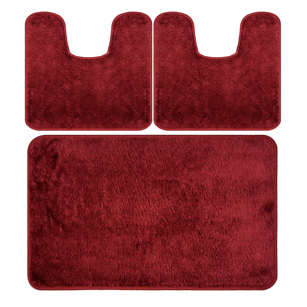 Bath mats set Jeddah Three-piece bathroom set Size: (2)45x50+(1)50x80 سجاد اطقم حمام ماك كاربت النساجون الشرقيون 3قطع  احمر