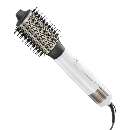 مصفف الشعر Remington Hydraluxe Hot Air Volumizing Hair Styler - فرشاة تجفيف الشعر مع أسطوانة مطلية بالسيراميك للحفاظ على الرطوبة وإعداد درجة الحرارة Hydracare، AS8901، أبيض