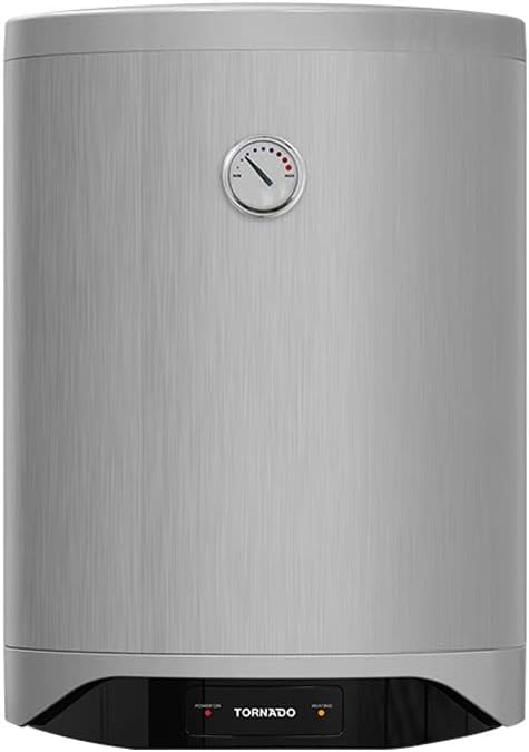 TORNADO Electric Water Heater 50 Liters, Enamel, LED Bulb, Silver: TEEE-50MS