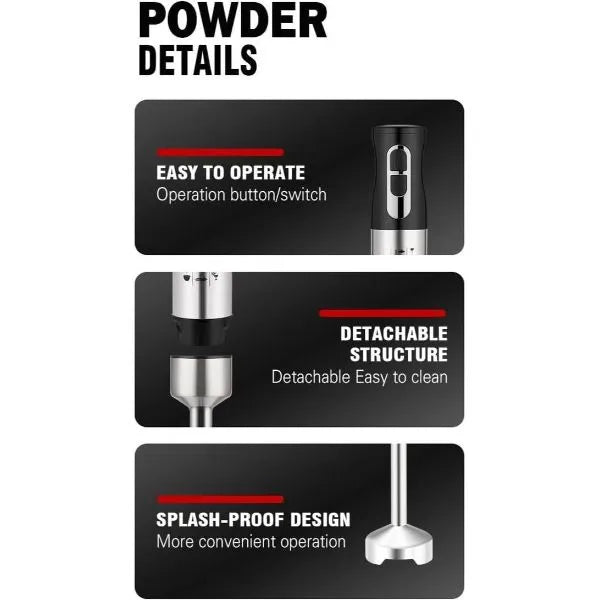 هاند بلندر سوكاني 1200 وات بسعة 800 مل وسرعتين للخلط لتحضير الطعام بسهولة | Sokany 1200W hand blender 800ml with 2 speeds for easy kitchen blending.