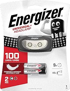 Energizer Led Headlight, Out Door,Hand Free, Champing/Cycling, Universal Plus Led Headlamp - 100 Lumen, Black, HDCU22