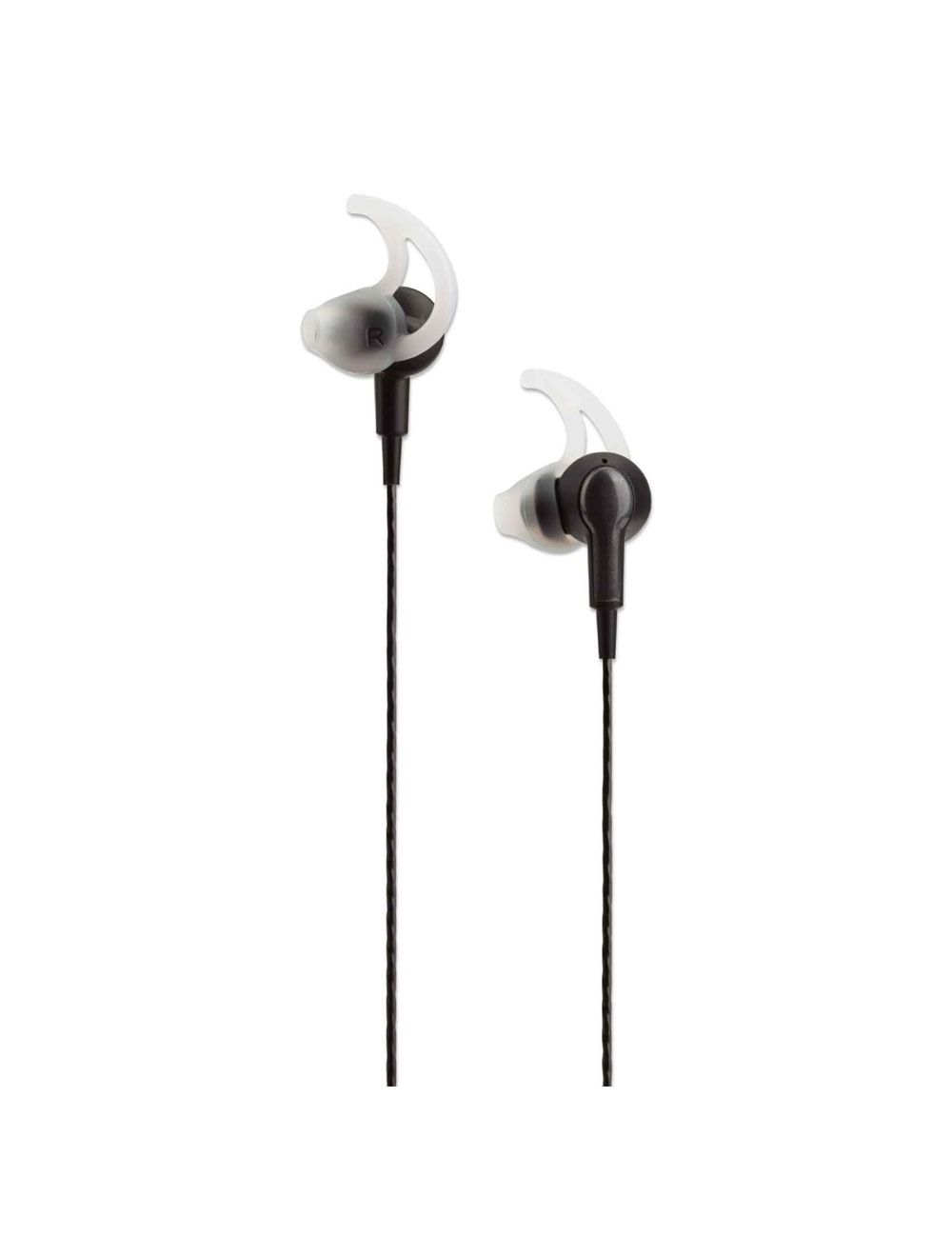 Manhattan 179607 In-Ear Sport Wired Headphones with Built-in Microphone - noise-isolating Earphone - Black