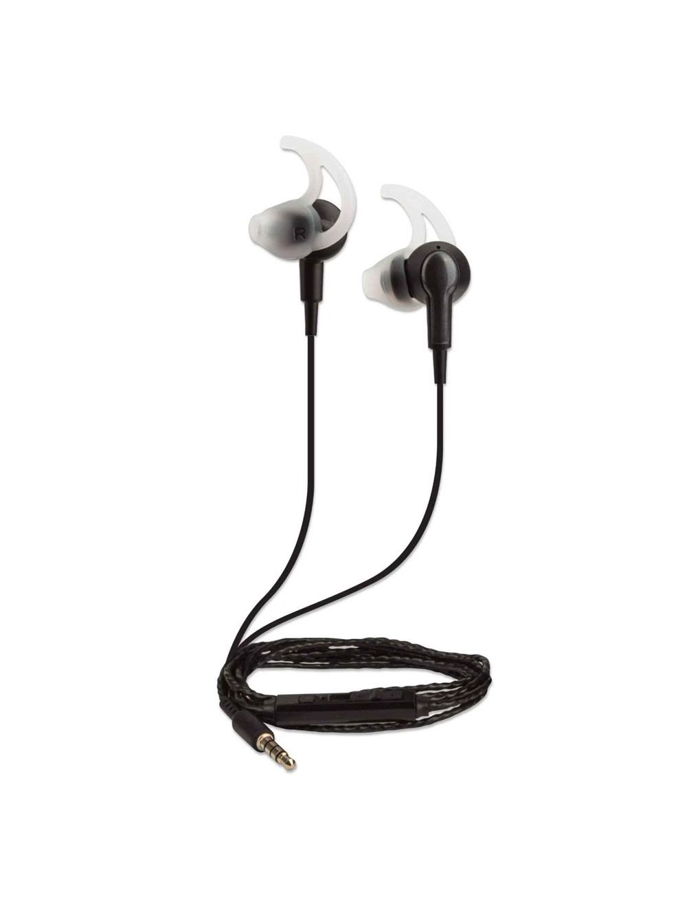 Manhattan 179607 In-Ear Sport Wired Headphones with Built-in Microphone - noise-isolating Earphone - Black