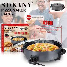 صانعة بيتزا سوكاني 1500 واط 42 سم تسخين مزدوج وسهلة الاستخدام | Sokany pizza maker 1500W 42cm double side heating easy to use pizza appliance.
