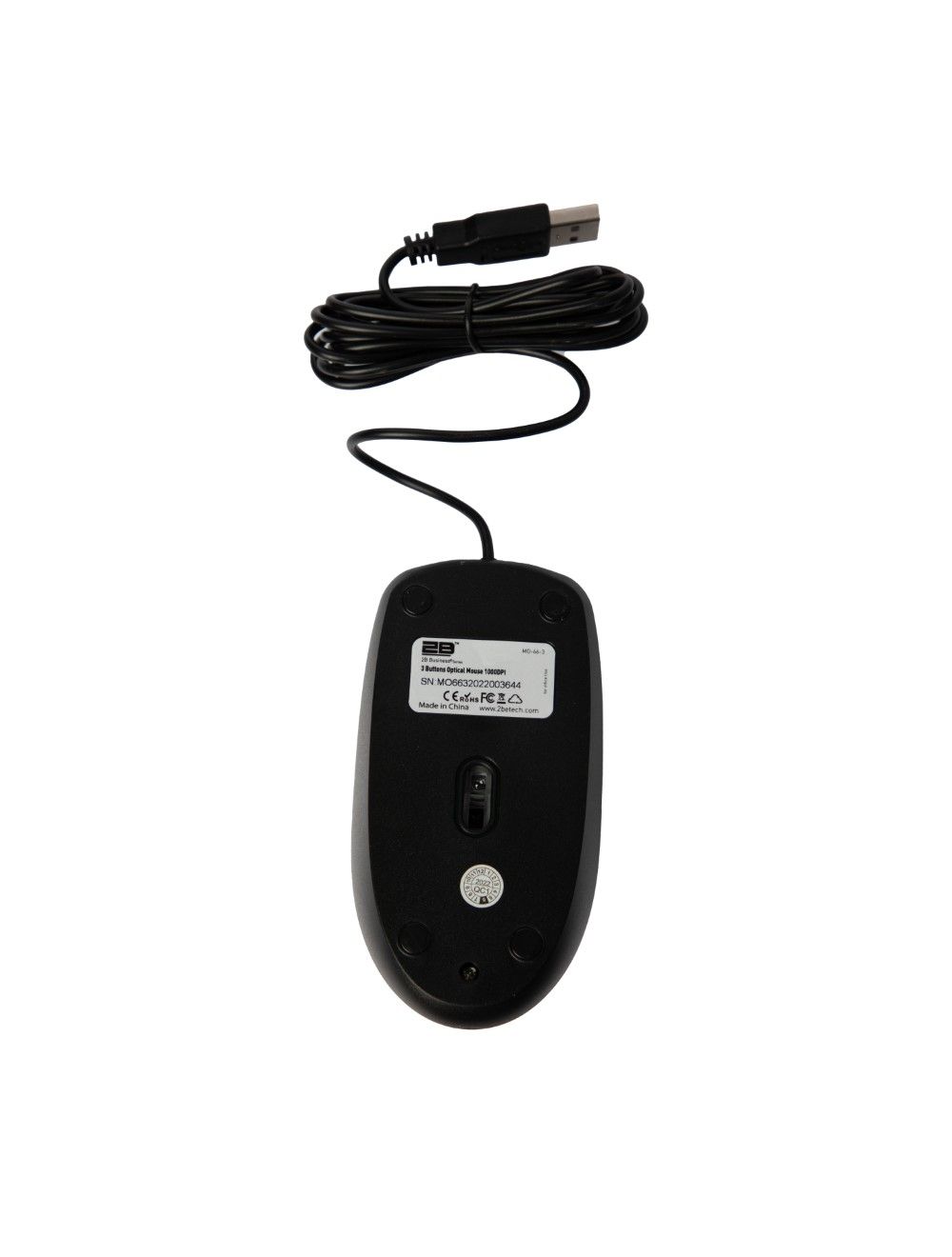 2B (MO663) - BlueTrack Wired Mouse - 2M - Black