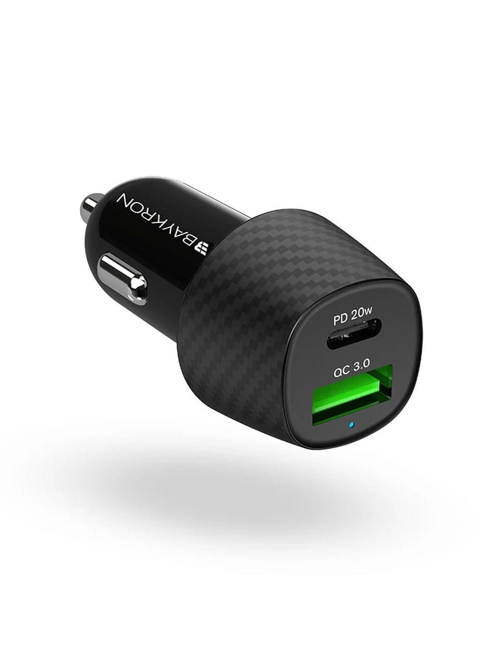 Baykron 36W Car Charger with QC3.0 and USB Type-C Power Delivery 20W - Black