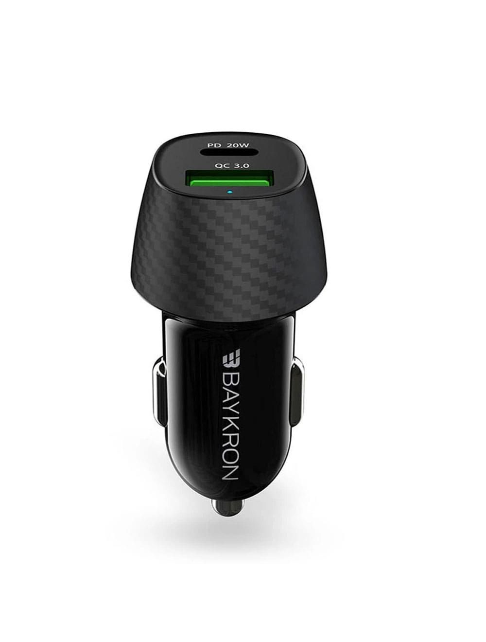 Baykron 36W Car Charger with QC3.0 and USB Type-C Power Delivery 20W - Black