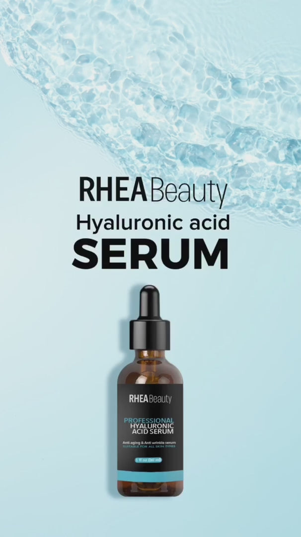 سيروم هيالورونيك اسيد ل ترطيب عميق ونعومة وإشراقة Rhea Beauty Hyaluronic Acid Serum for intense hydration and smoother radiant skin.