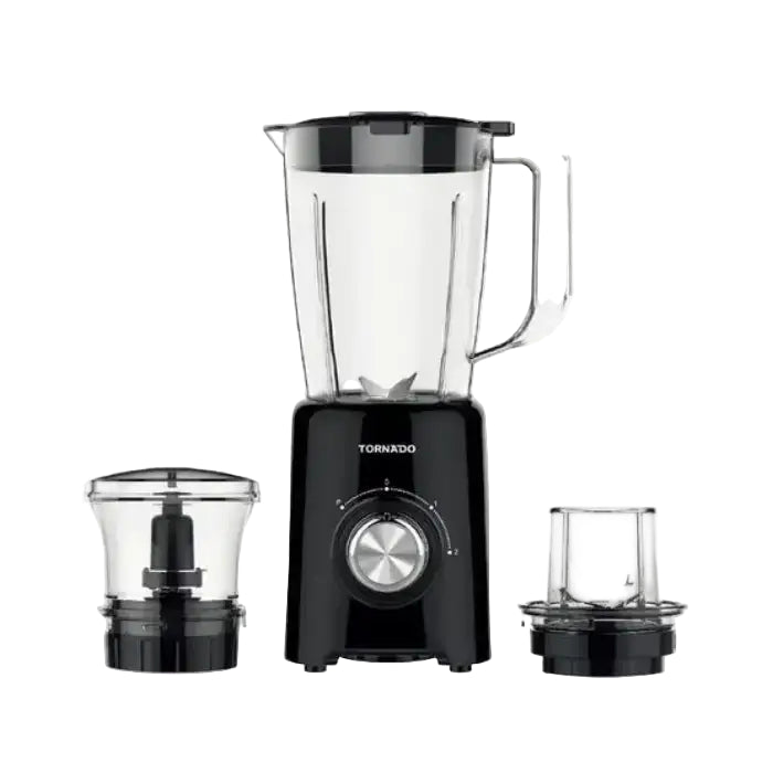 خلاط كهربائي تورنيدو 500 وات سعة 1.5 لتر بمطحنة كبة أسود BL-500T
