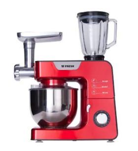 عجان فريش بمفرمة 5.3 لتر 1200 واط، تحكم في السرعات وضمان وتوصيل متاح Fresh stand mixer 5.3L 1200W red.